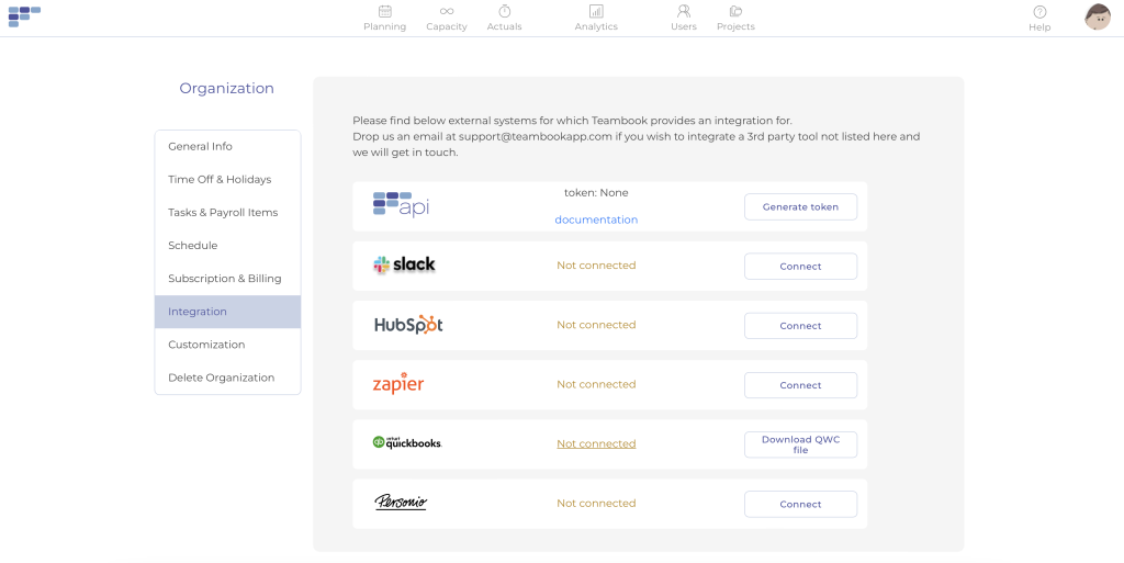 Integrations with Teambook
